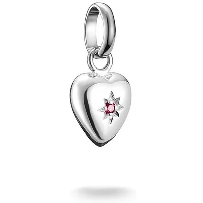 THOMAS SABO Charm Herz »Charm Herz mit Stern - Connect« mit Rubin (synth.), Zirkonia (synth.)