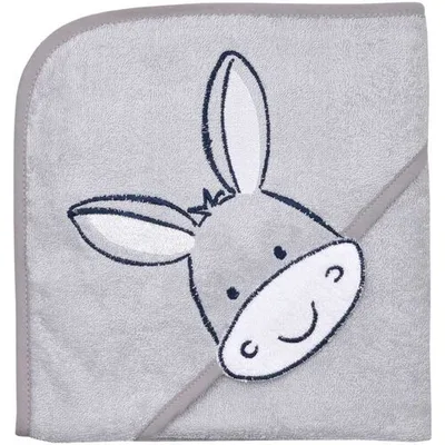 Wörner Kapuzen-Badetuch 80x80 cm mit Motiv grau